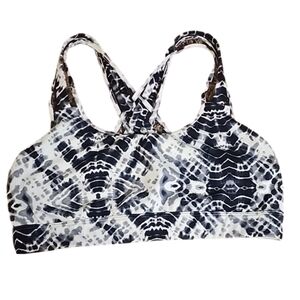 Victoria Secret Sport Strappy Back Sports Bra Tie Dye Black White Large